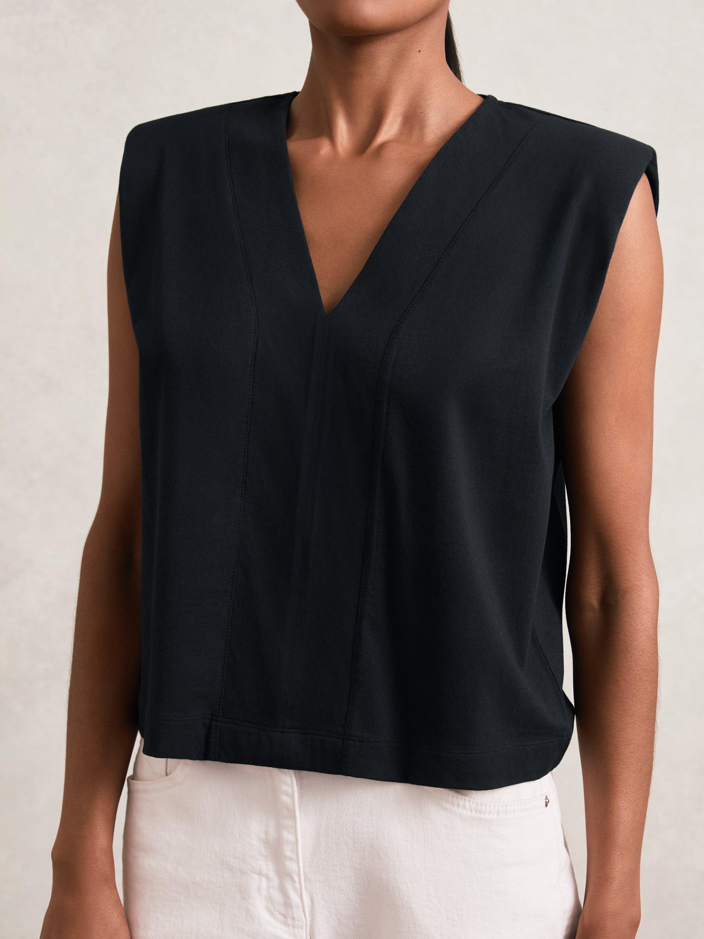 Product image 5 of 5, which shows Reiss Dixie V-Neck Tank Top, Navy, M