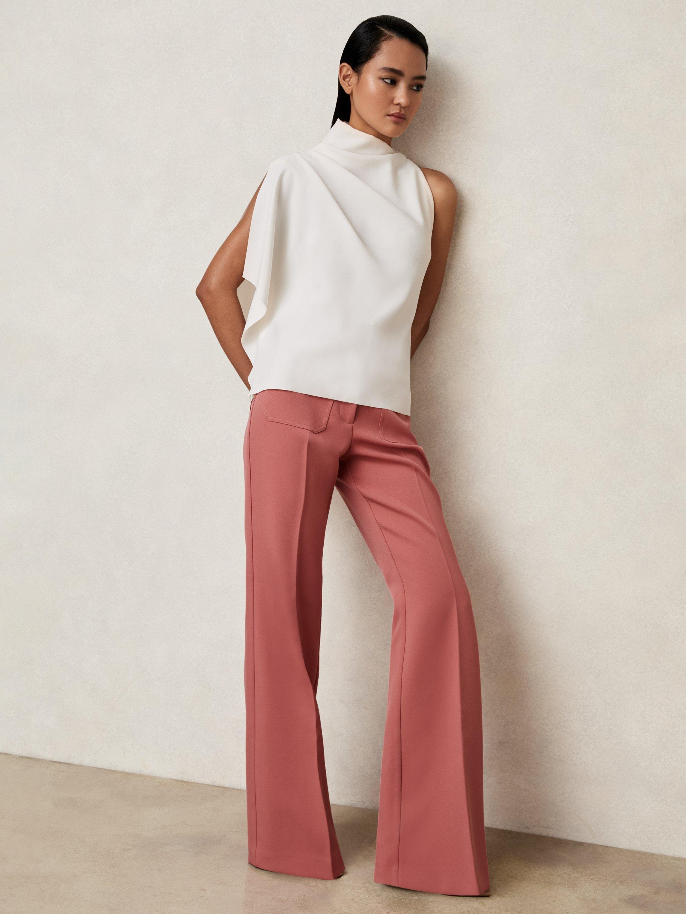 Product image 5 of 5, which shows Reiss Elle Drape Asymmetric Top, Ivory, 10