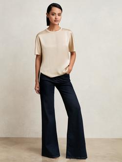 Reiss Lena Pure Silk T-Shirt - view 2, Champagne