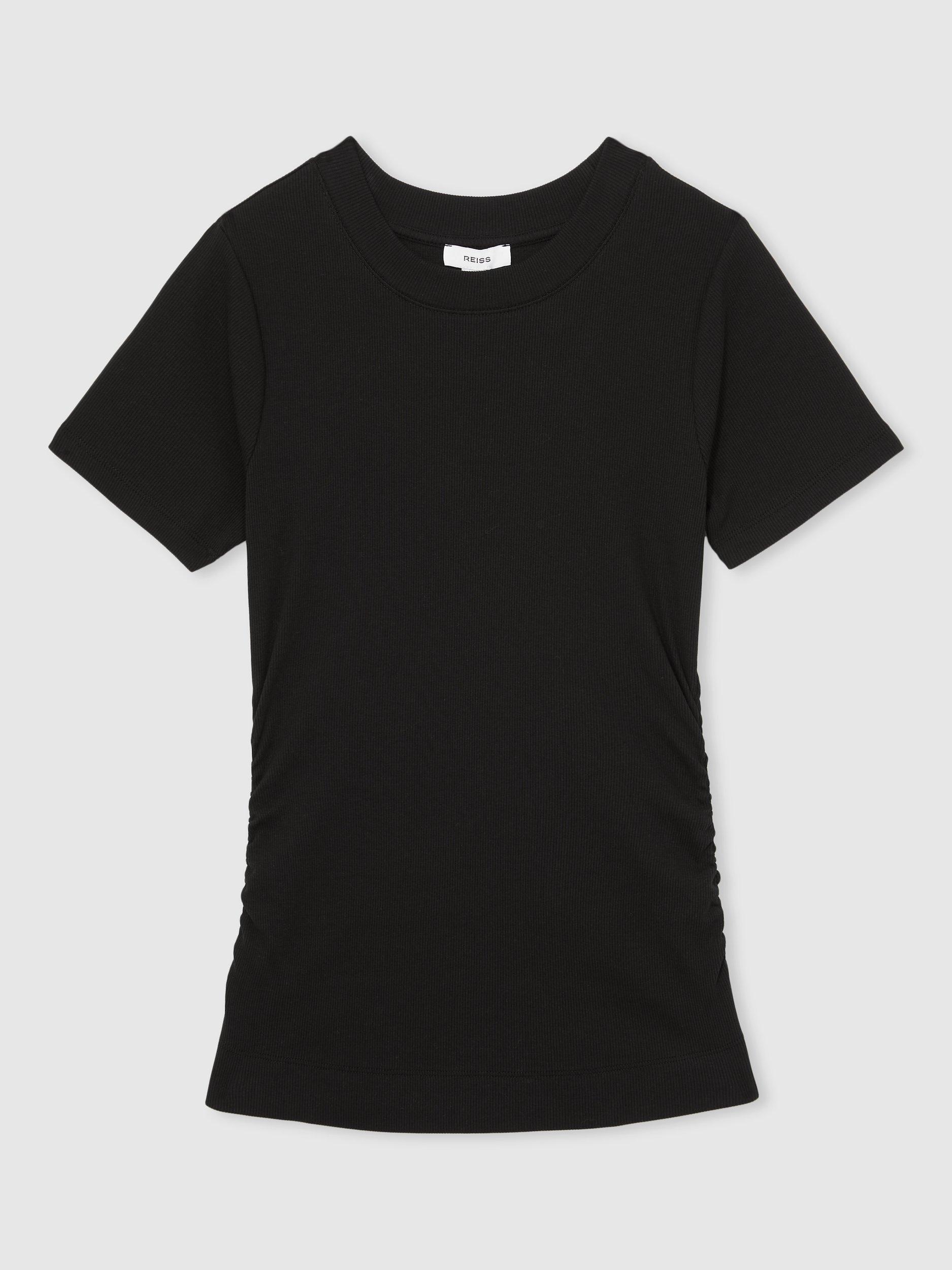 Product image 3 of 5, which shows Reiss Tess Ribbed T-Shirt, Black, XS