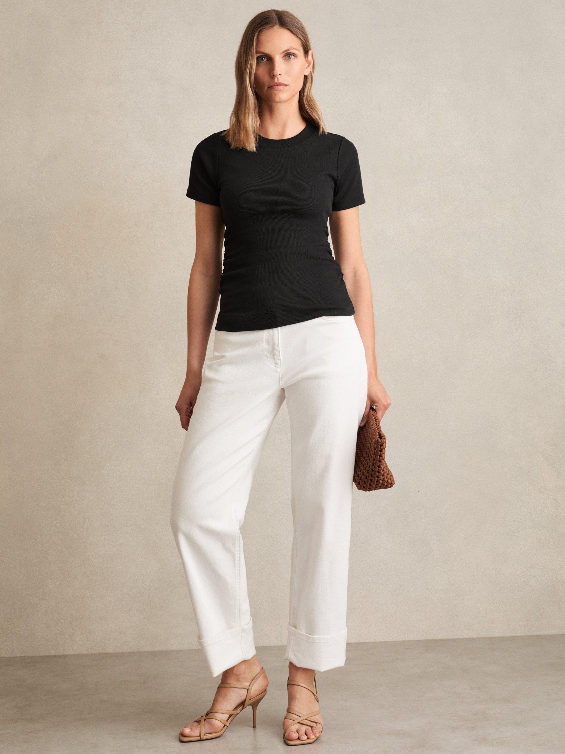 Product image 4 of 5, which shows Reiss Tess Ribbed T-Shirt, Black, XS