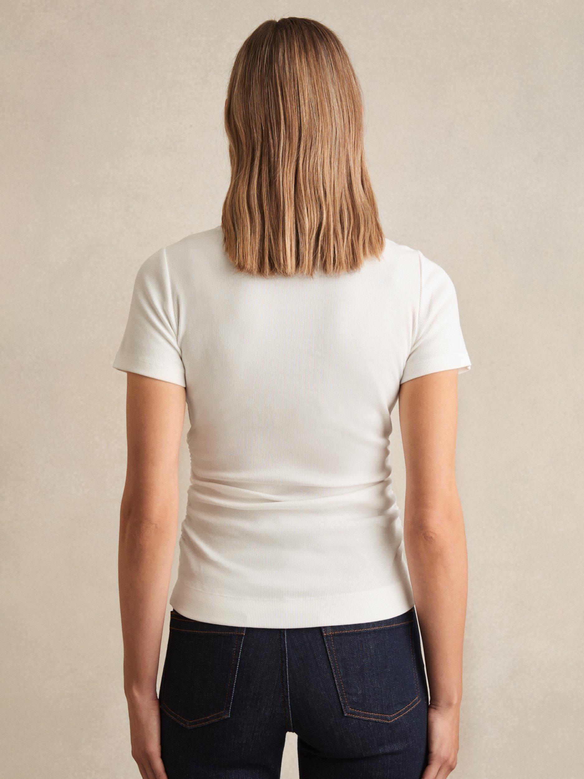 Product image 2 of 5, which shows Reiss Tess Ribbed T-Shirt, White, L