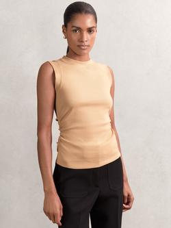Reiss Trudy Ruched Vest Top, Camel