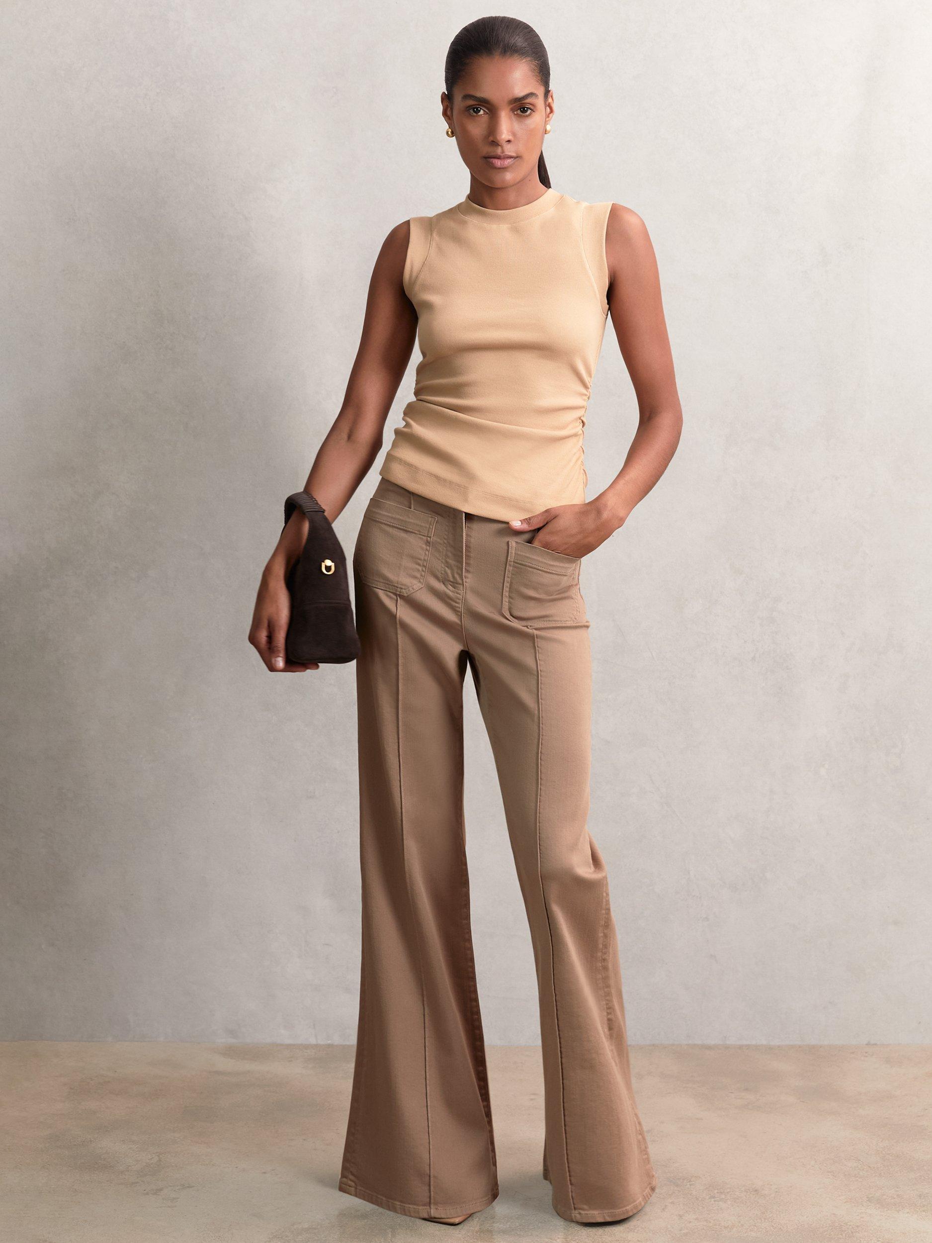 Product image 4 of 5, which shows Reiss Trudy Ruched Vest Top, Camel, XS