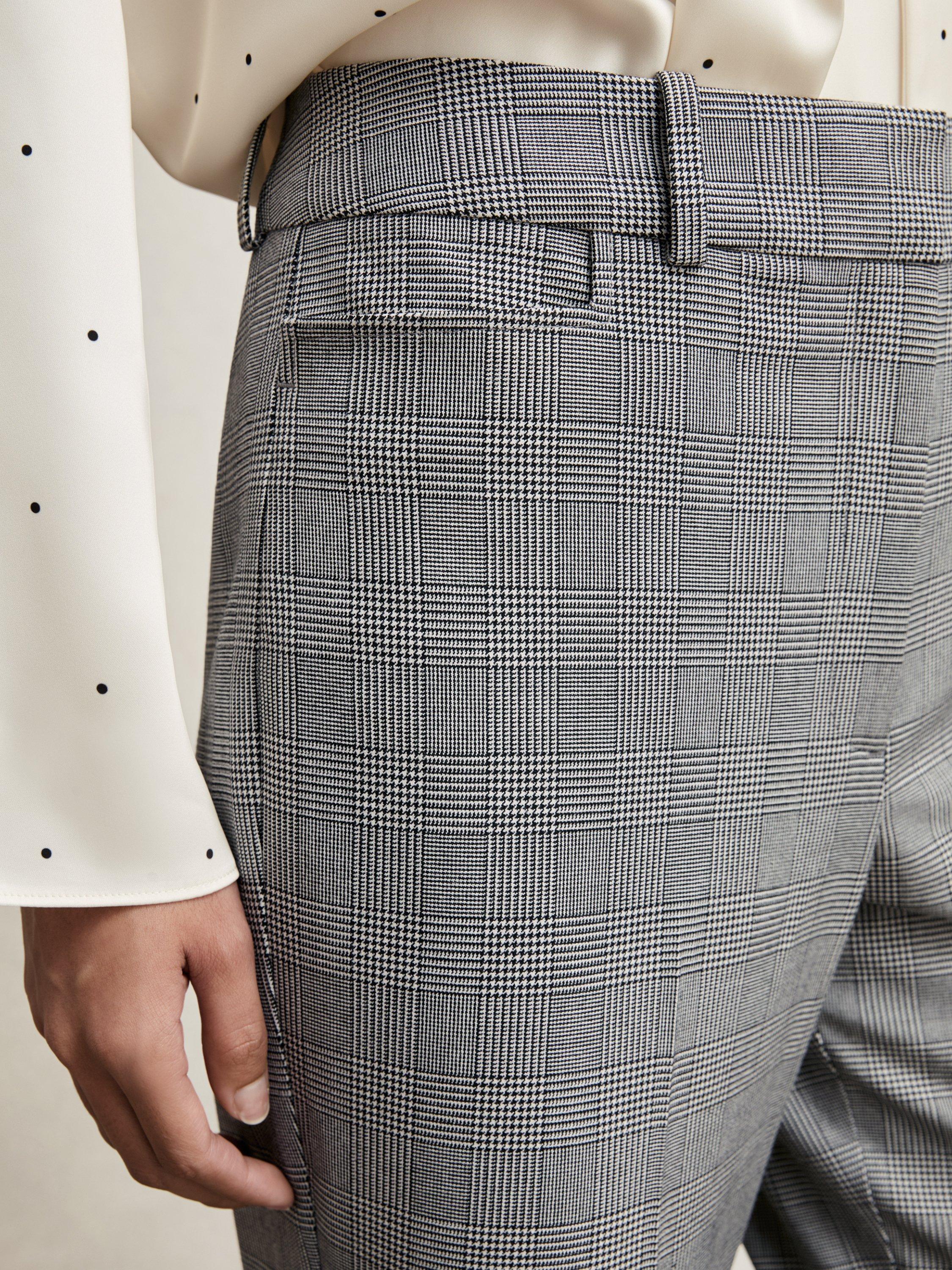 Product image 2 of 4, which shows Reiss Petite Brooklyn Check Trousers, Grey, 8Pt