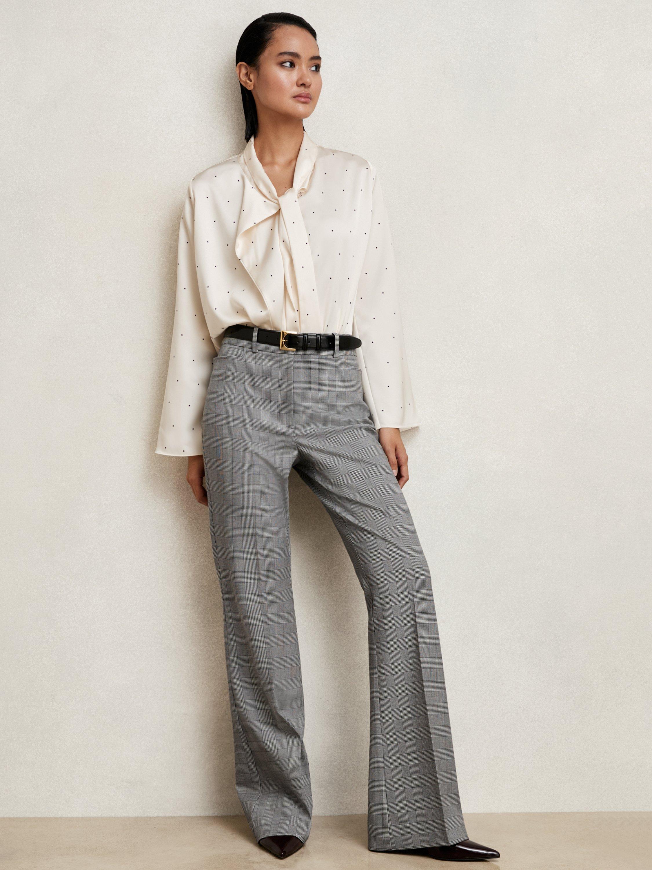 Product image 4 of 4, which shows Reiss Petite Brooklyn Check Trousers, Grey, 8Pt