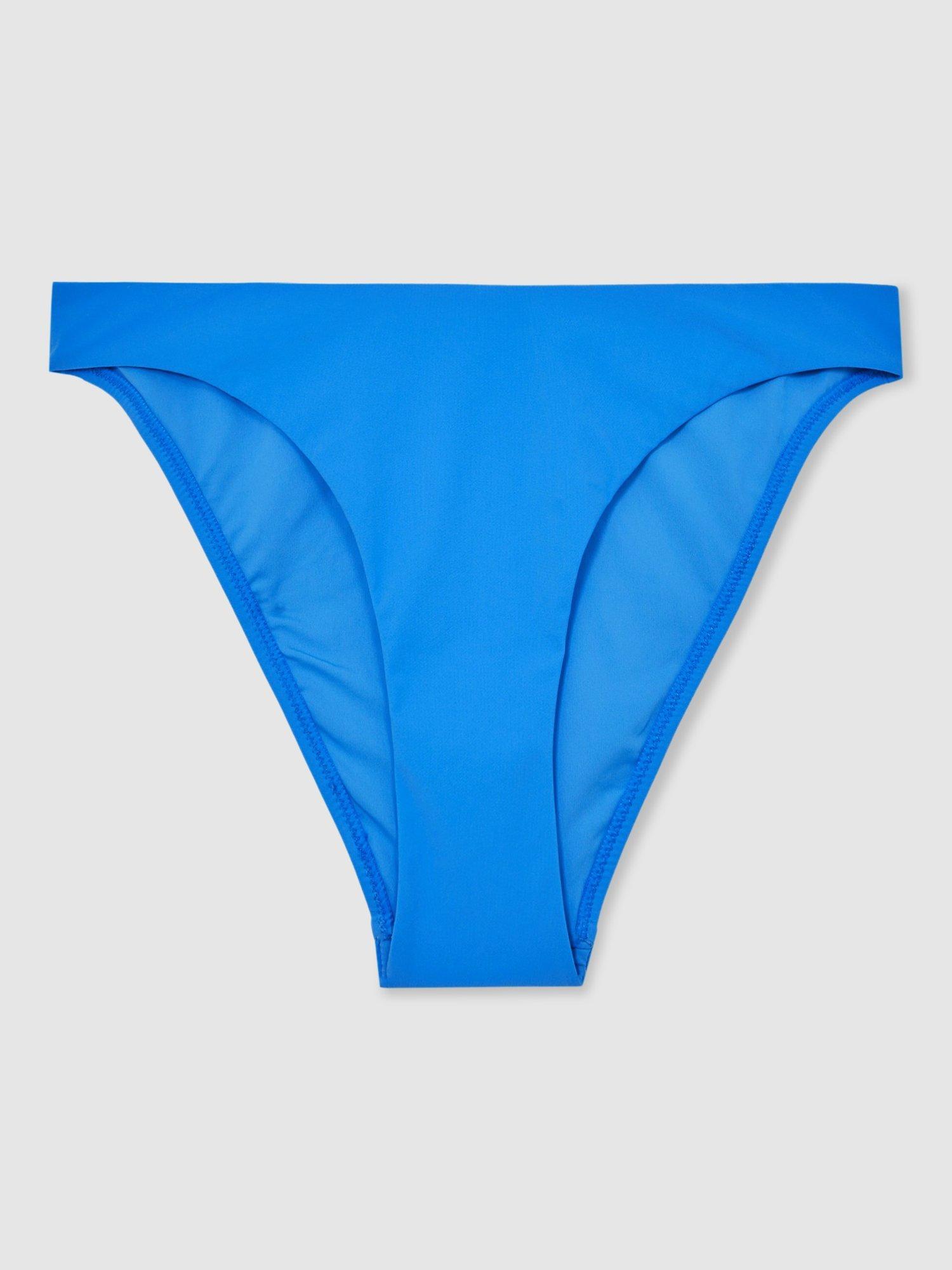 Product image 3 of 5, which shows Reiss Carina Plain Bikini Bottoms, Cornflower Blue, 8