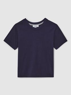 Reiss Kids' Belle Cotton Short Sleeved T-Shirt - view 2, Navy