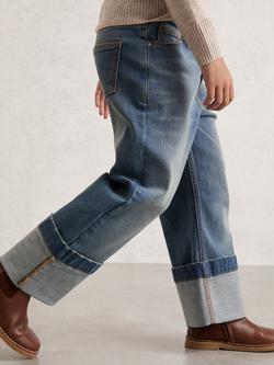 Reiss Kids' Belinda Relaxed Turn Up Jeans, Blue - view 2, Blue