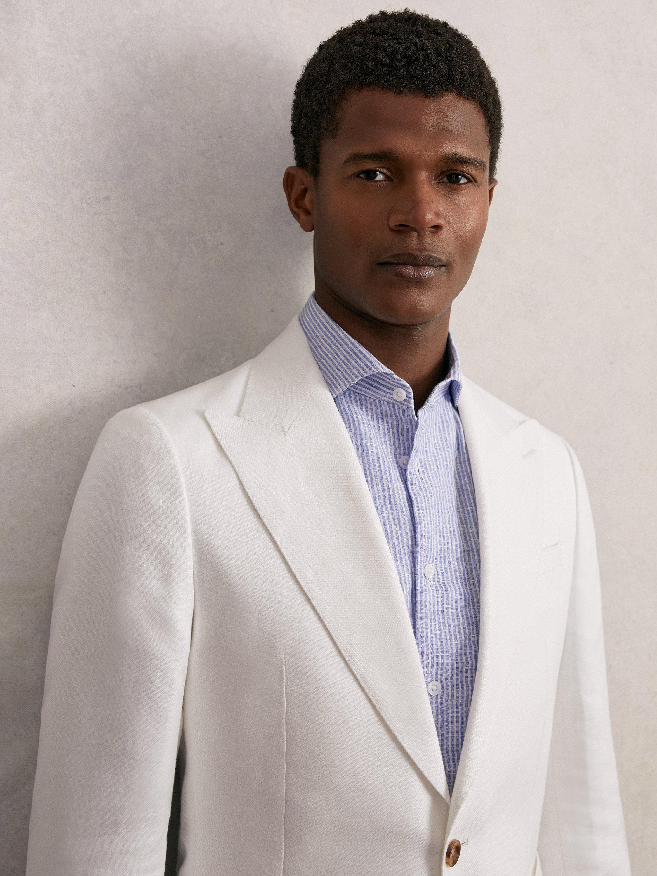 Product image 2 of 5, which shows Reiss Hamlet Single Breasted Blazer, White, 42