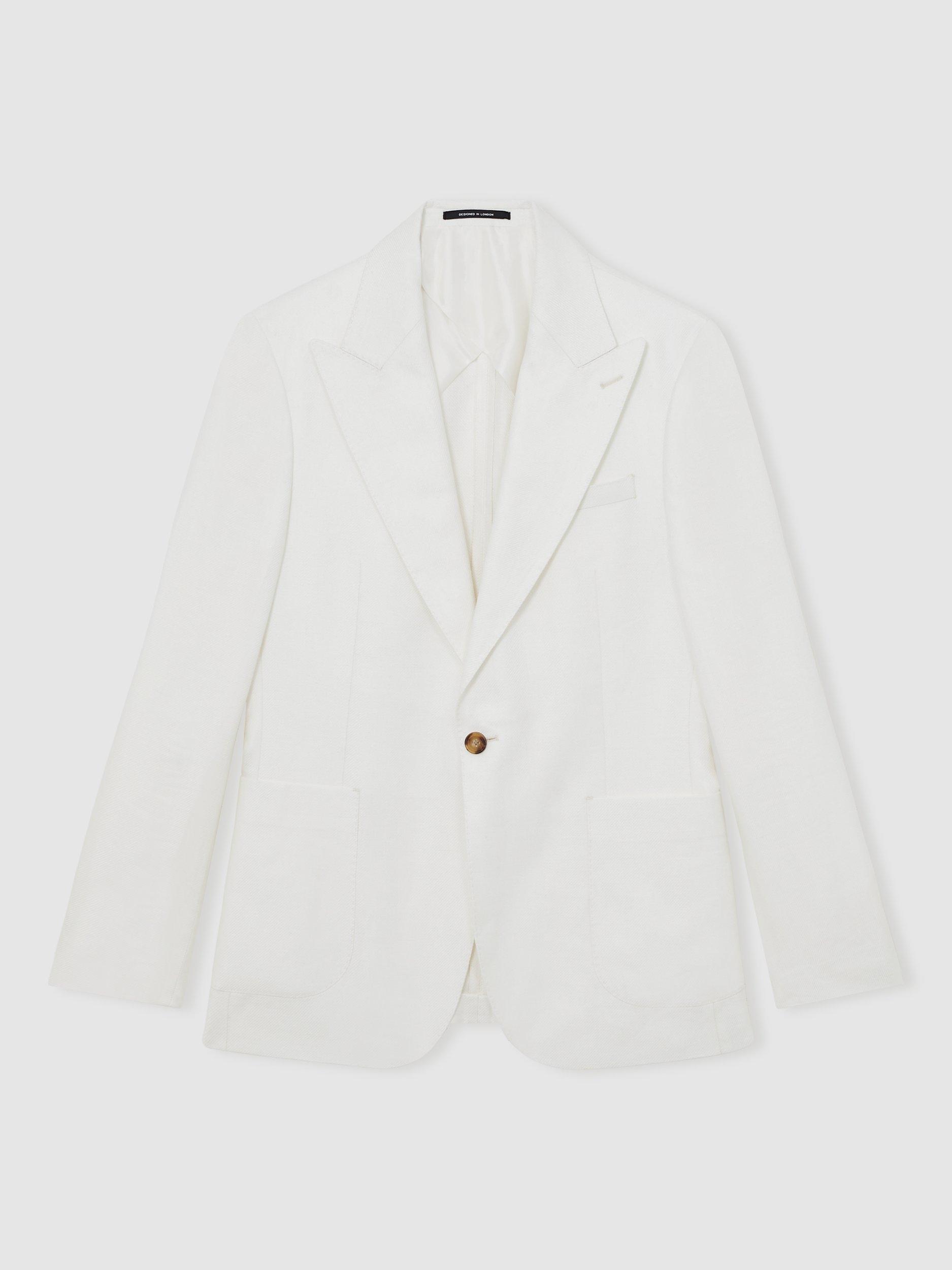Product image 3 of 5, which shows Reiss Hamlet Single Breasted Blazer, White, 42