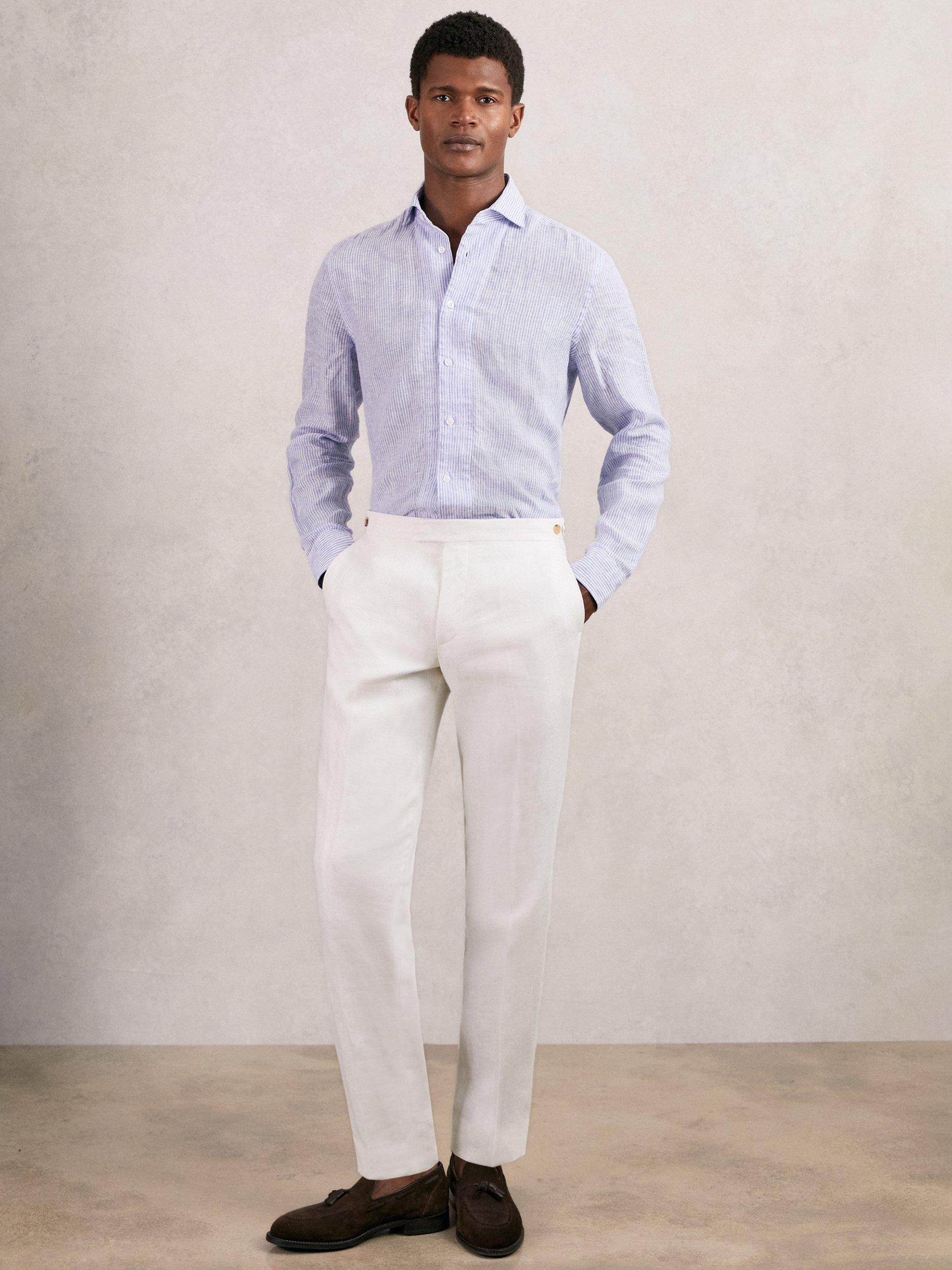 Product image 1 of 5, which shows Reiss Hamlet Straight Trousers, White, 30R
