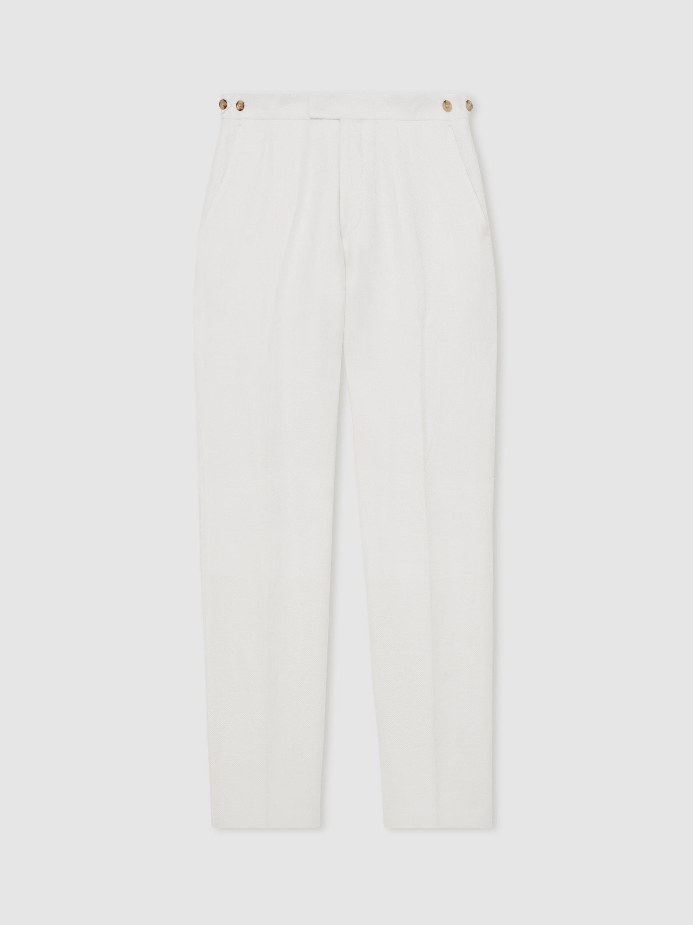Product image 3 of 5, which shows Reiss Hamlet Straight Trousers, White, 30R