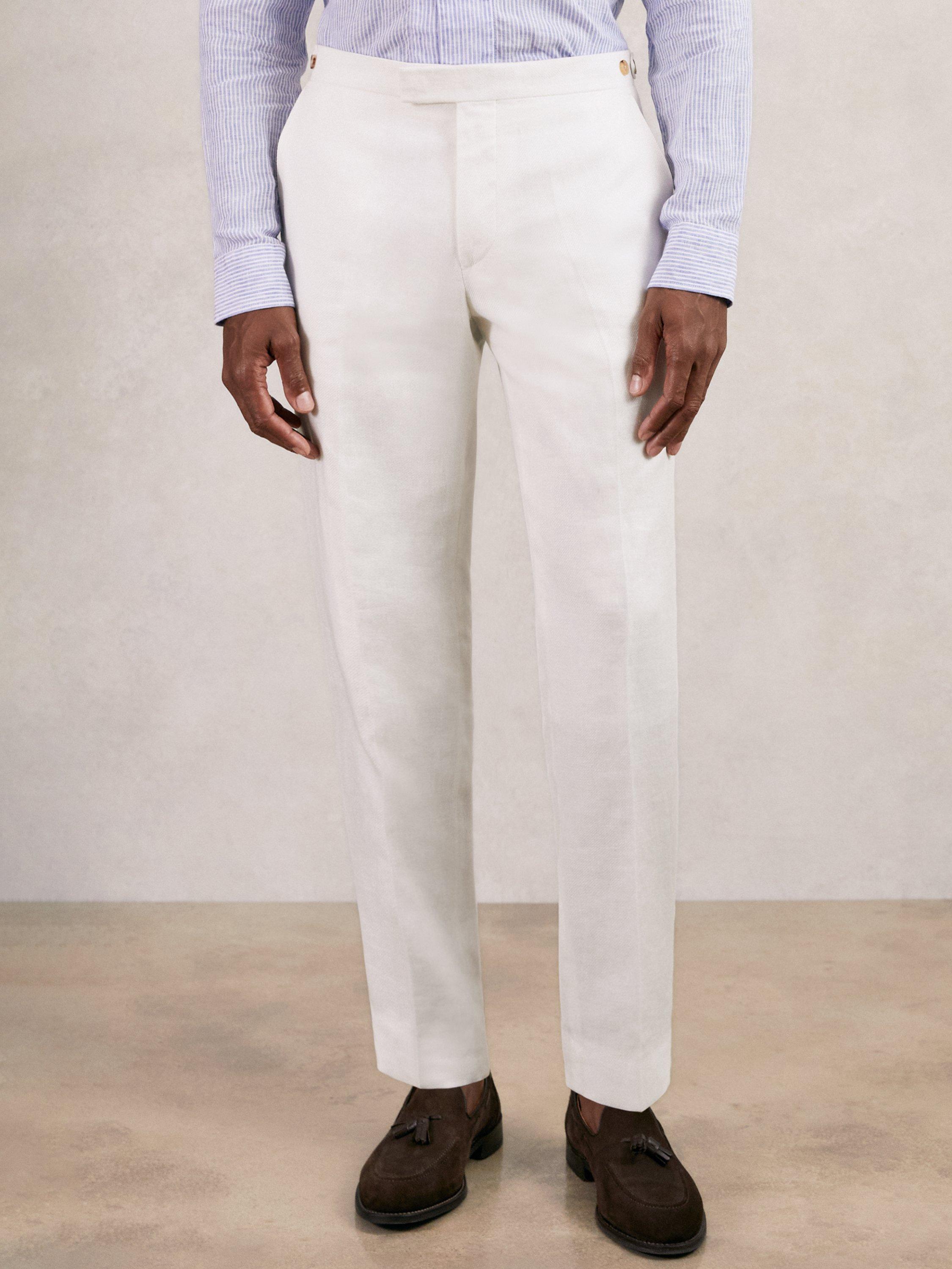 Product image 4 of 5, which shows Reiss Hamlet Straight Trousers, White, 30R