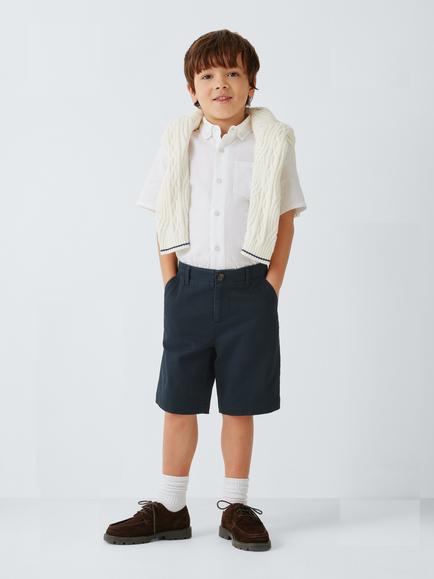 John Lewis Heirloom Collection Kids' Straight Chino Shorts, Dark Sapphire - view 2, Dark Sapphire