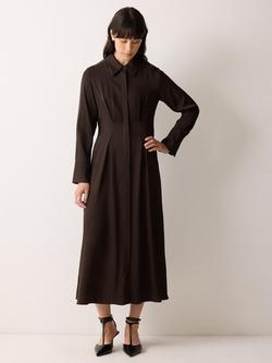 Jigsaw Relaxed Drape Shirt Dress, Brown, Brown