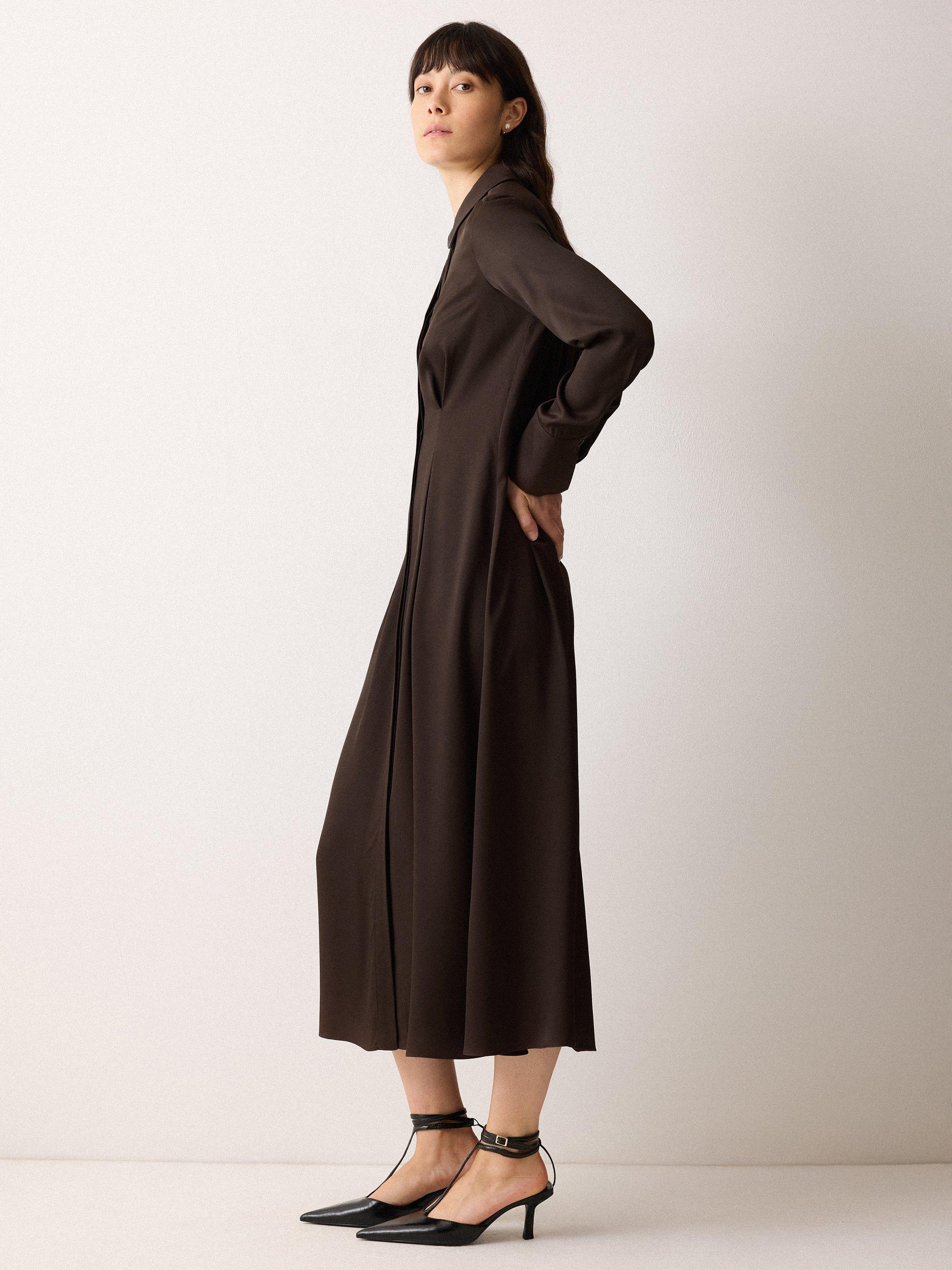 Product image 4 of 6, which shows Jigsaw Relaxed Drape Shirt Dress, Brown, 10
