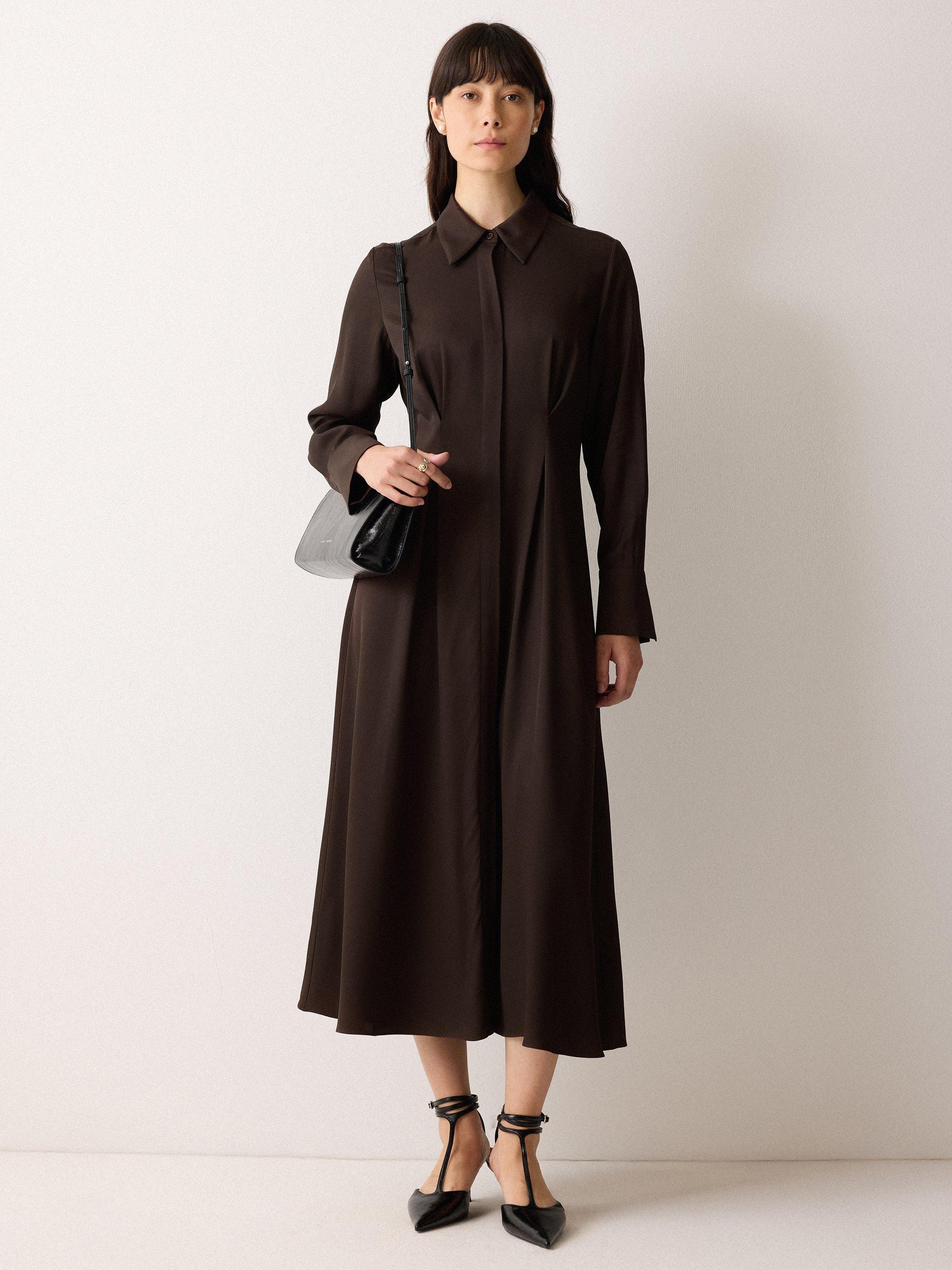 Product image 6 of 6, which shows Jigsaw Relaxed Drape Shirt Dress, Brown, 10