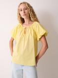 Jigsaw Poplin Puff Sleeve Top, Yellow