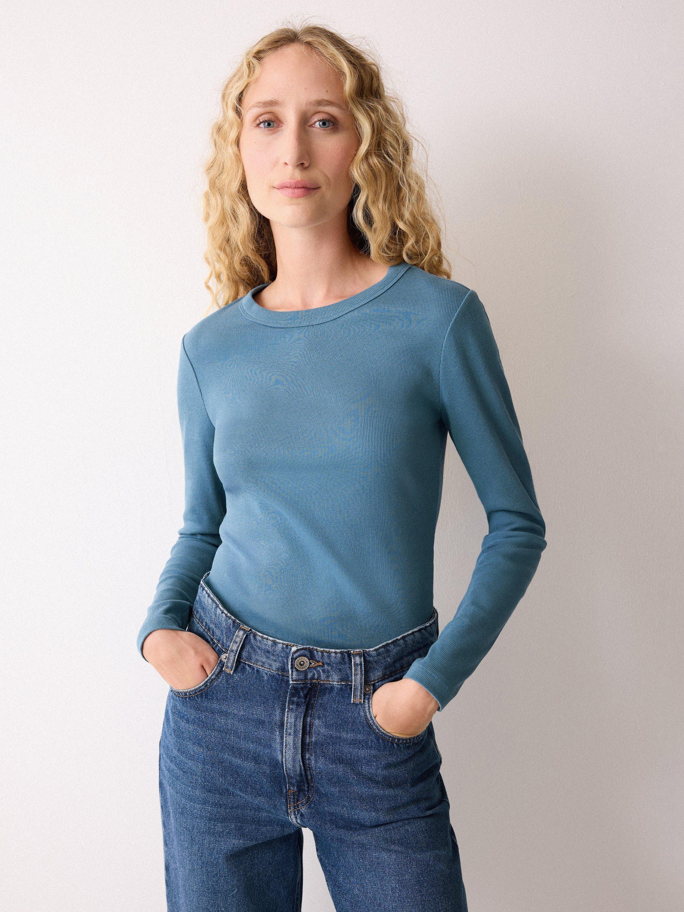 Product image 1 of 5, which shows Jigsaw Long Sleeve Baby Top, Blue, S