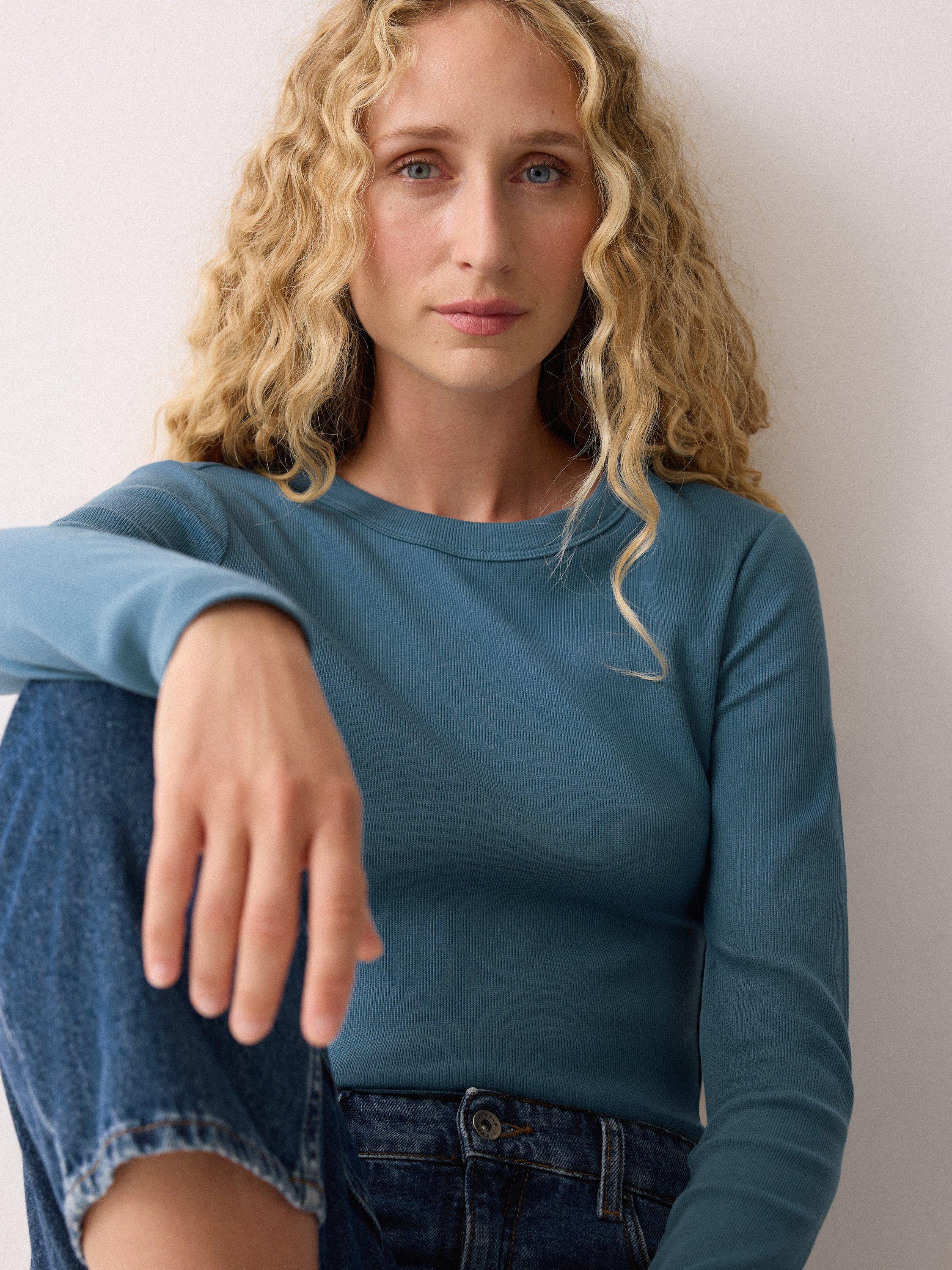 Product image 4 of 5, which shows Jigsaw Long Sleeve Baby Top, Blue, S