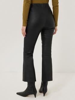 Jigsaw Stretch Leather Kick Flare Trousers - view 2, Black