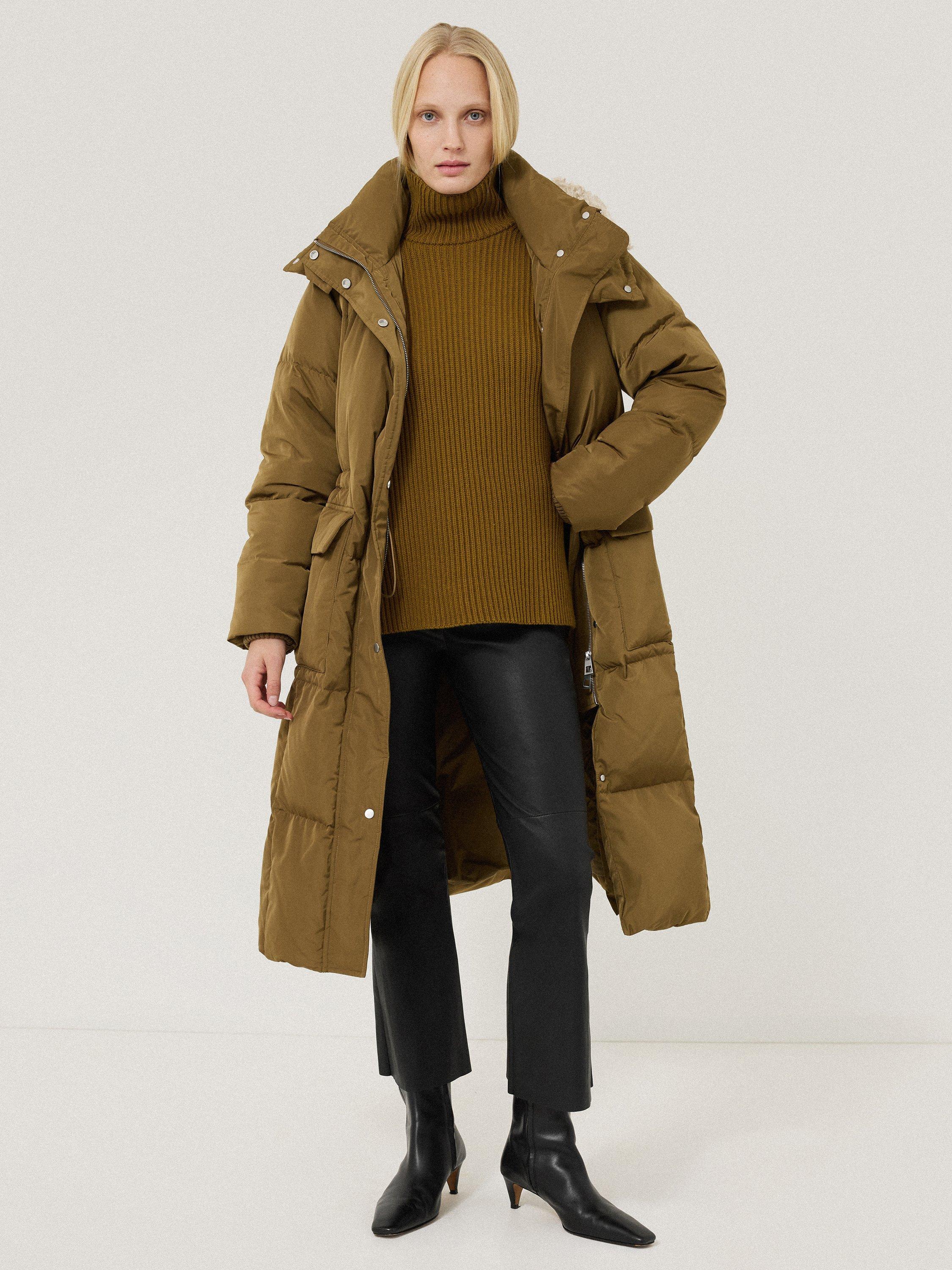 Product image 6 of 7, which shows Jigsaw Stretch Leather Kick Flare Trousers, Black, 12