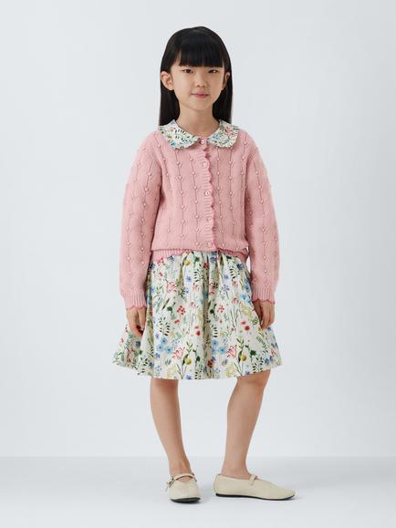 John Lewis Heirloom Collection Kids' Tulip Textured Cardigan, Comfy Pink, Comfy Pink