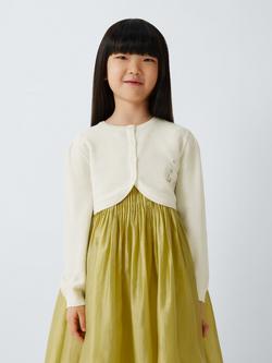 John Lewis Heirloom Collection Kids' Embroidered Floral Cropped Cardigan, Starch, Starch