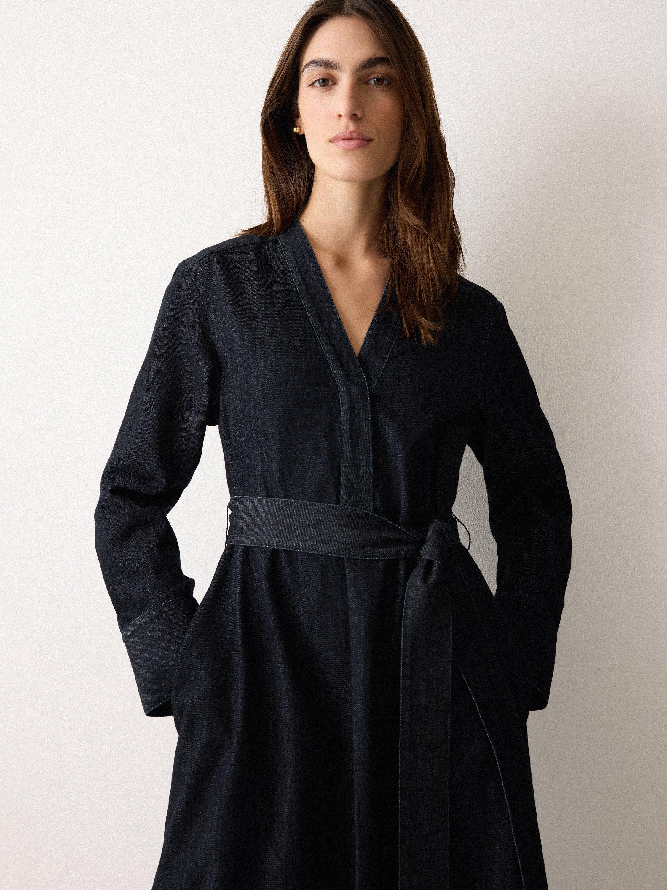 Product image 3 of 6, which shows Jigsaw Belted Denim Dress, Indigo, 6