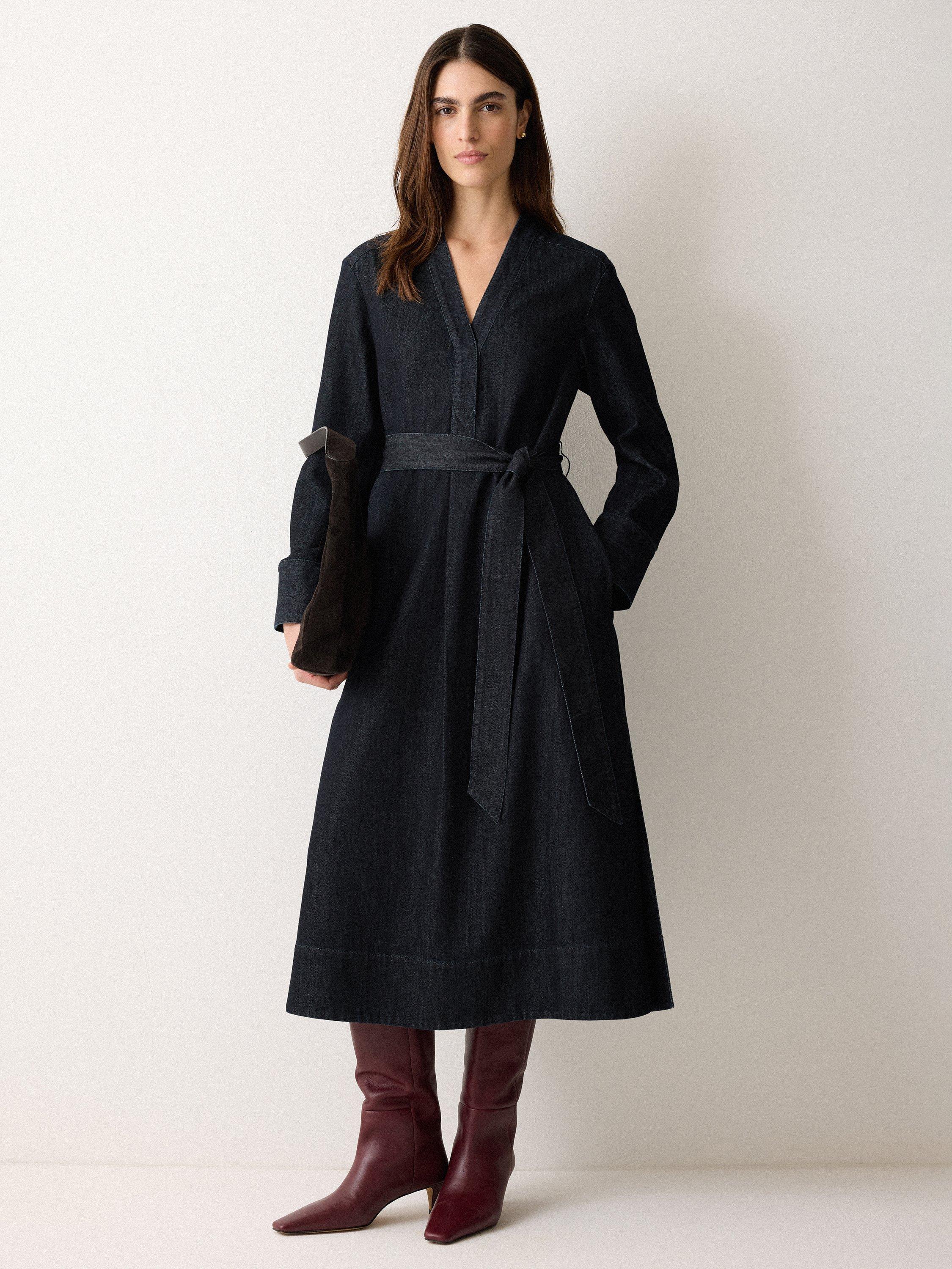 Product image 4 of 6, which shows Jigsaw Belted Denim Dress, Indigo, 6