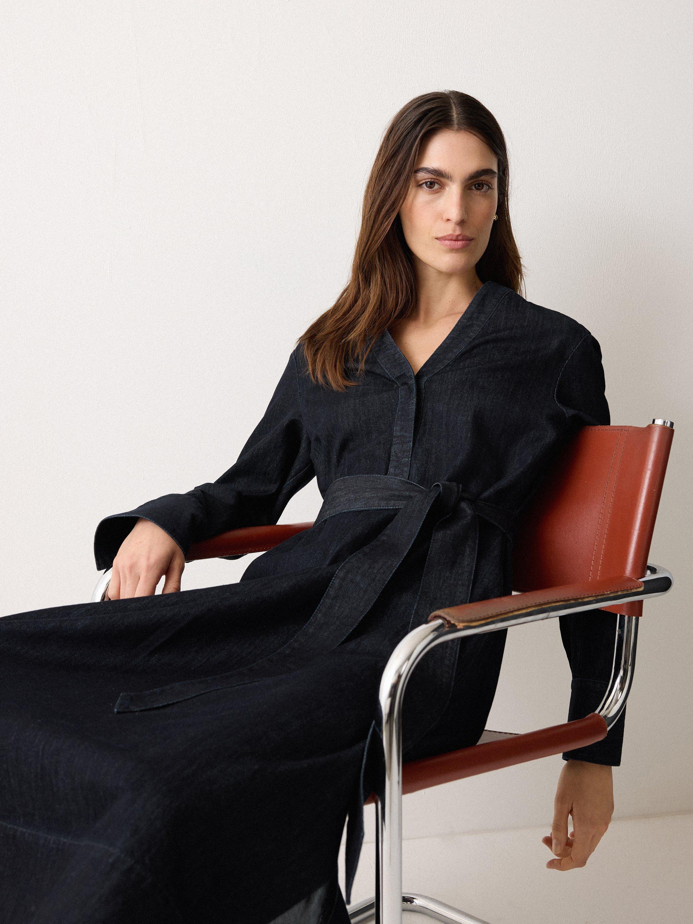 Product image 6 of 6, which shows Jigsaw Belted Denim Dress, Indigo, 6