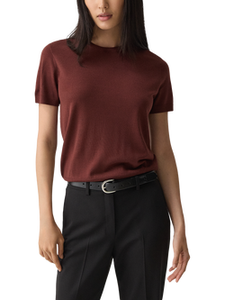 Theory Regal Pure Merino Wool Knit Top, Burgundy, Burgundy