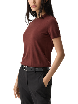 Theory Regal Pure Merino Wool Knit Top, Burgundy - view 2, Burgundy