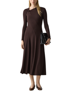 Theory Twist Shoulder Jersey Dress, Brown, Brown