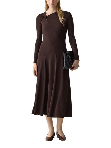 Theory Twist Shoulder Jersey Dress, Brown, Brown