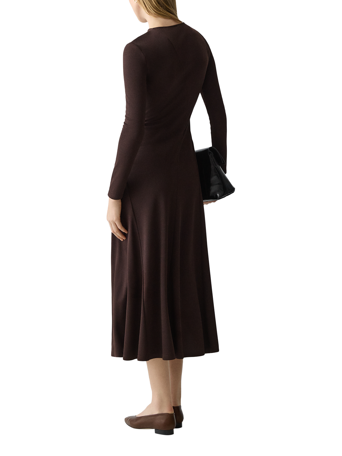 Product image 4 of 5, which shows Theory Twist Shoulder Jersey Dress, Brown, 8