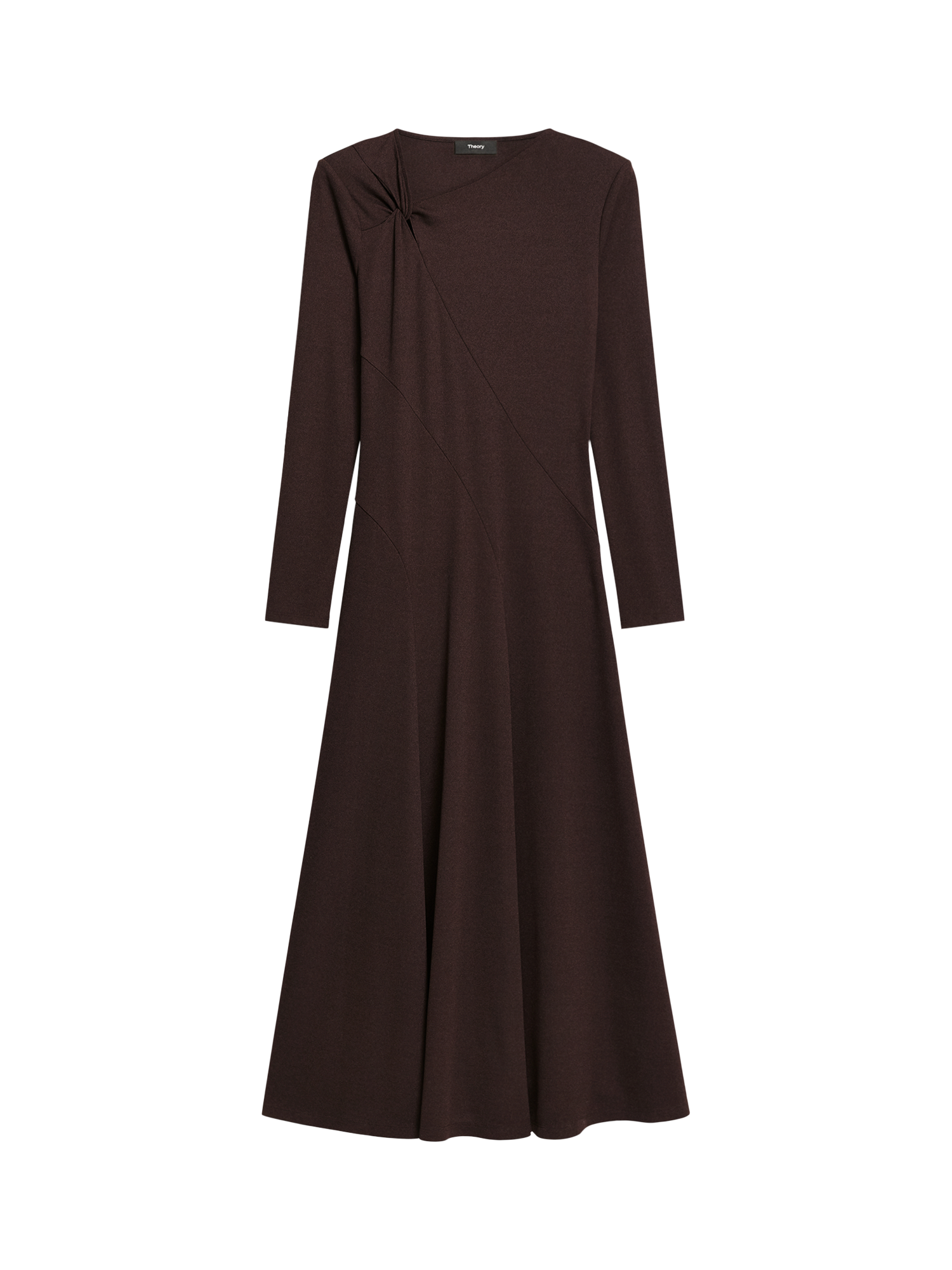 Product image 5 of 5, which shows Theory Twist Shoulder Jersey Dress, Brown, 8