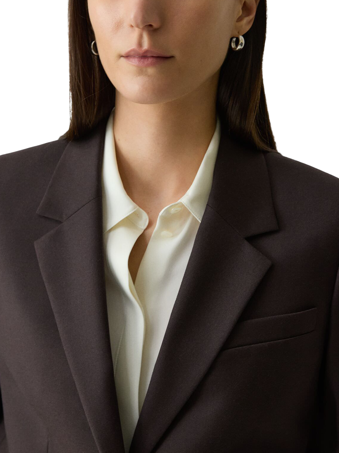 Product image 4 of 4, which shows Theory Single-Breasted Oversized Straight Fit Blazer , Dark Brown, 8