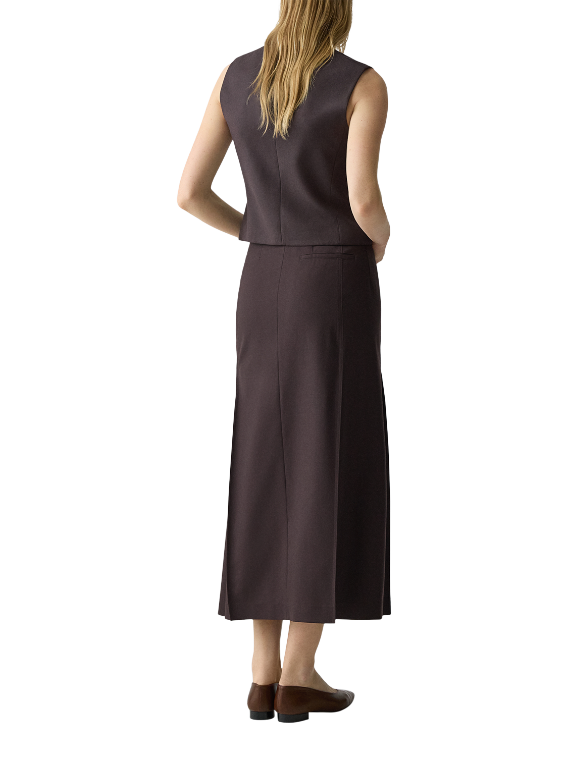 Product image 3 of 5, which shows Theory High Waist Deep Pleated Maxi Skirt , Dark Brown, 8
