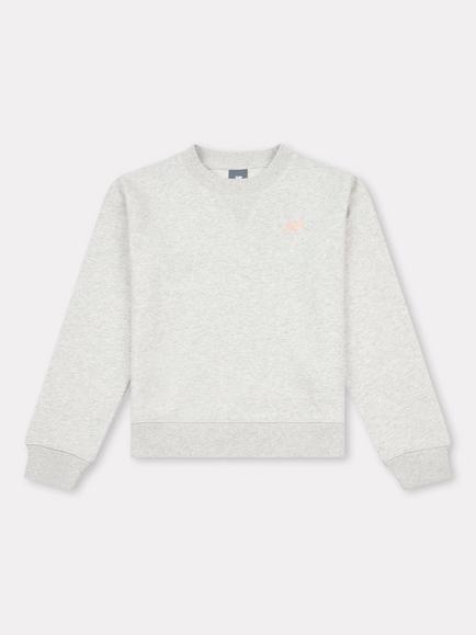 New Balance Kids' Brush Back Small Logo Crew Sweatshirt, Ash Heather, Ash Heather
