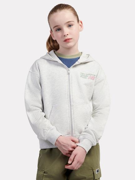 New Balance Kids' Athletics Full Zip Hoodie, Ash Heather, Ash Heather