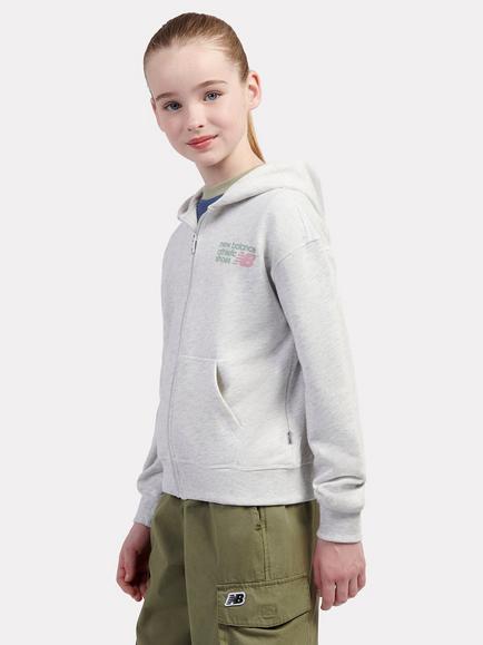 New Balance Kids' Athletics Full Zip Hoodie, Ash Heather - view 2, Ash Heather