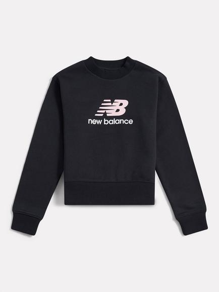 New Balance Kids' Stacked Logo Crew Neck Sweatshirt, Nb Caviar