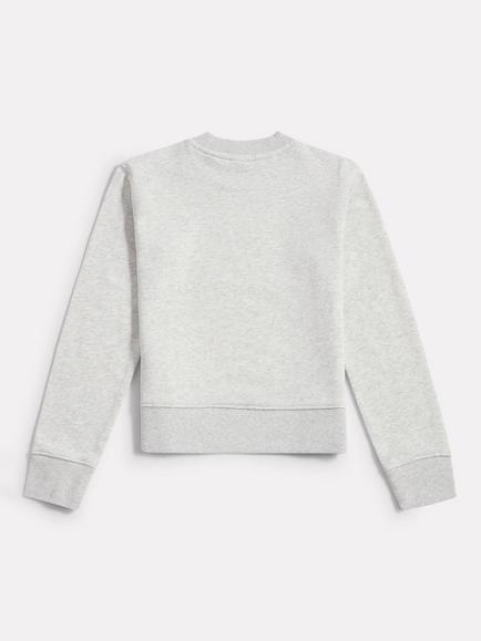 New Balance Kids' Brush Back Stacked Logo Crew Sweatshirt, Ash Heather - view 2, Ash Heather