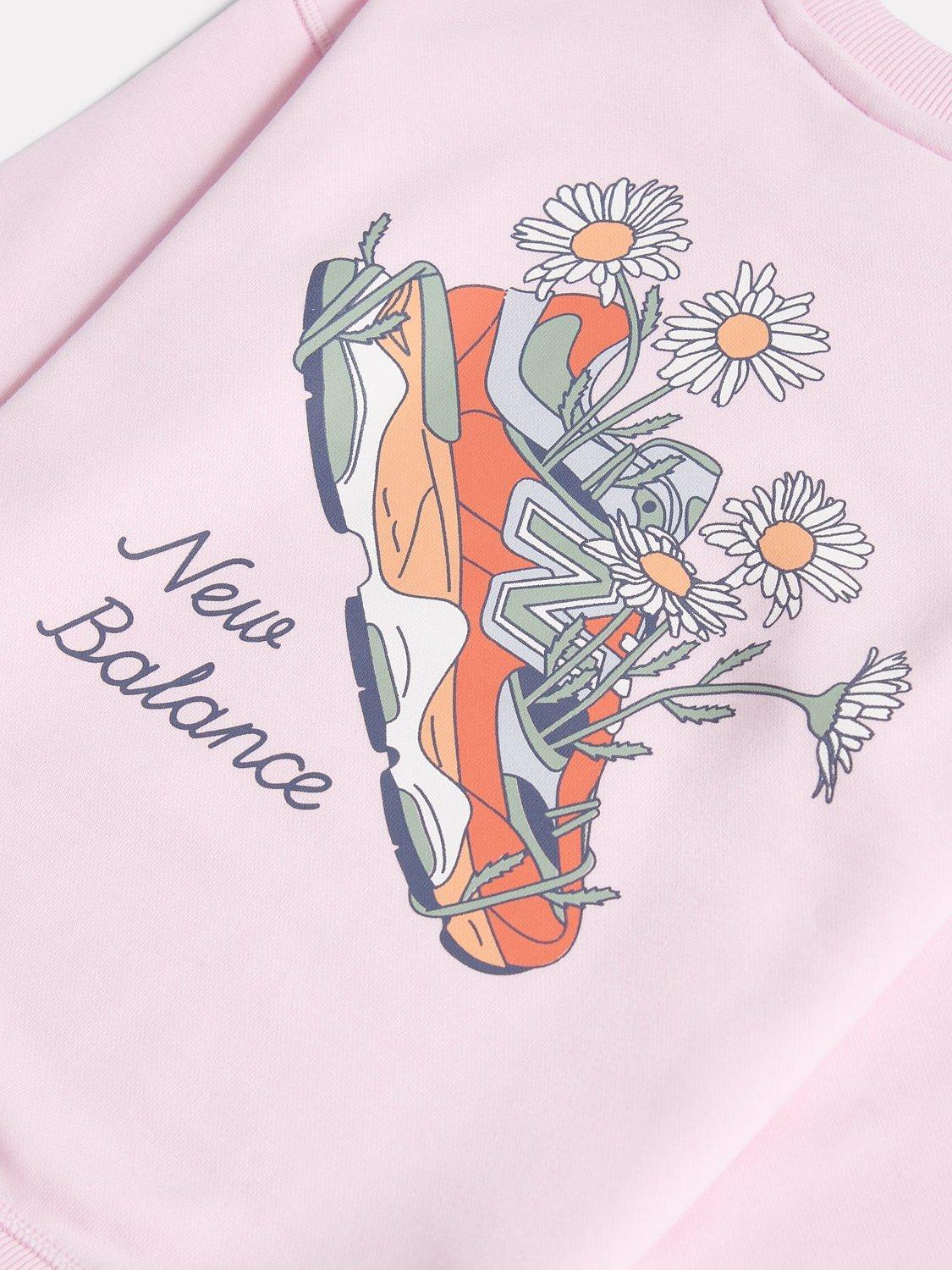 Product image 11 of 11, which shows New Balance Kids' Cotton Blend Back Print Sweatshirt, Light Raspberry, 7-8 years