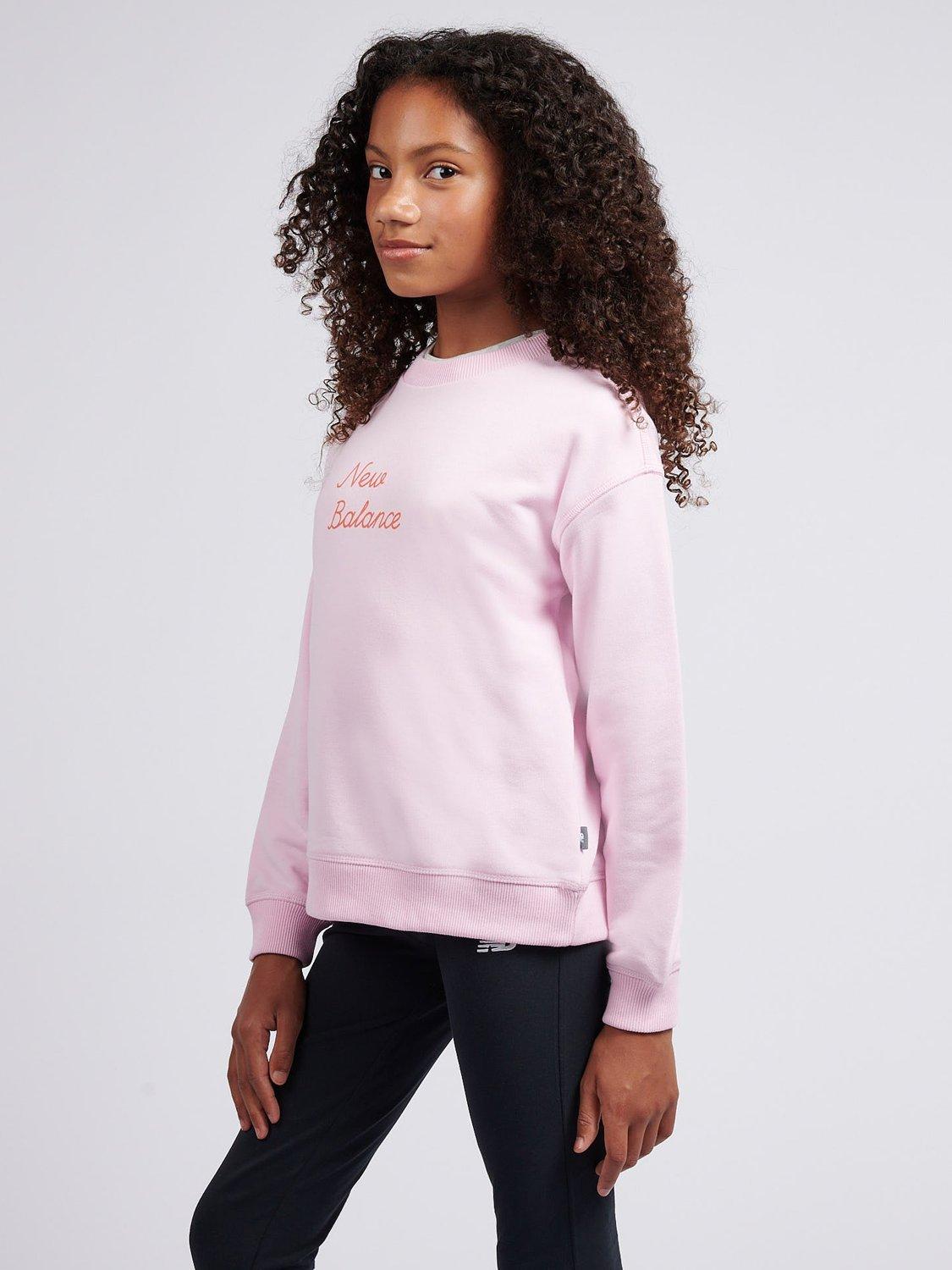 Product image 2 of 11, which shows New Balance Kids' Cotton Blend Back Print Sweatshirt, Light Raspberry, 7-8 years