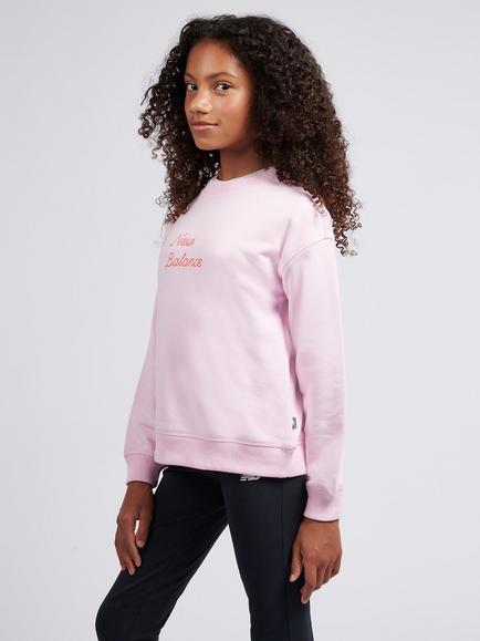 New Balance Kids' Cotton Blend Back Print Sweatshirt, Light Raspberry - view 2, Light Raspberry