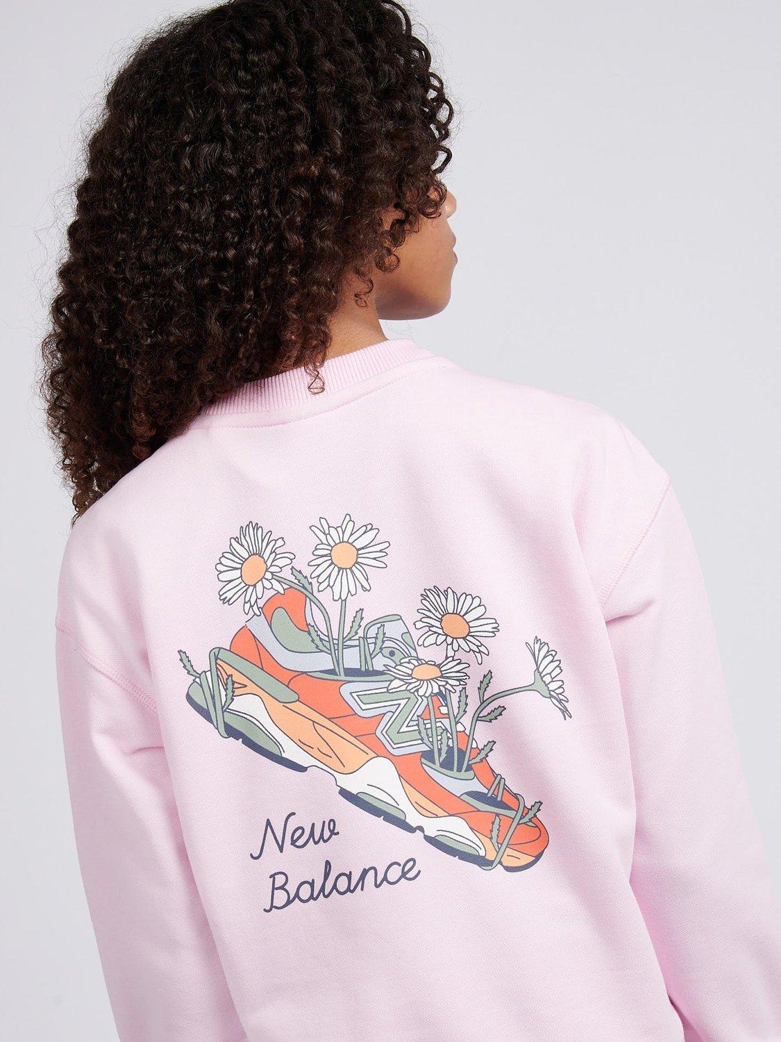 Product image 4 of 11, which shows New Balance Kids' Cotton Blend Back Print Sweatshirt, Light Raspberry, 7-8 years