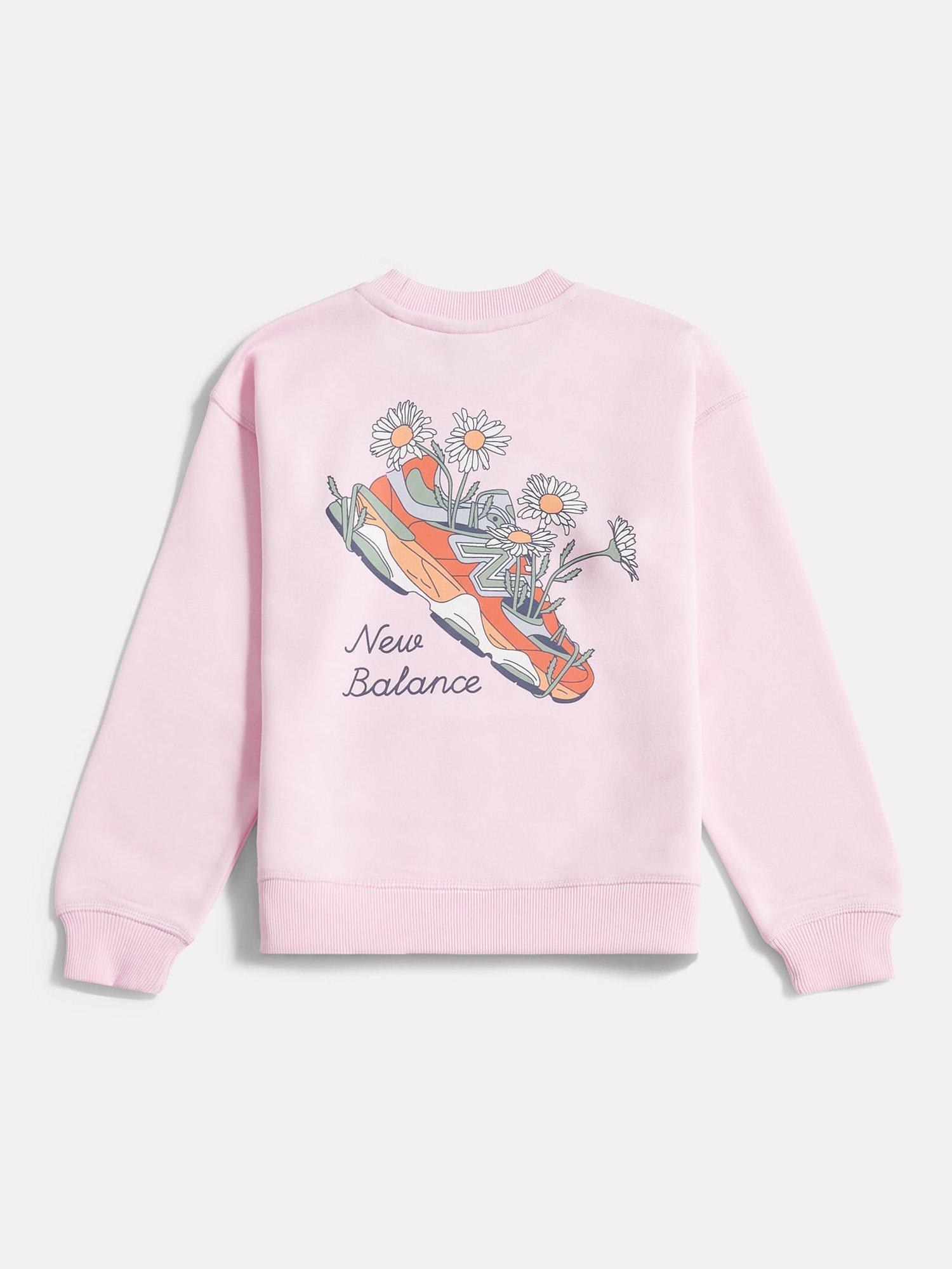 Product image 9 of 11, which shows New Balance Kids' Cotton Blend Back Print Sweatshirt, Light Raspberry, 7-8 years